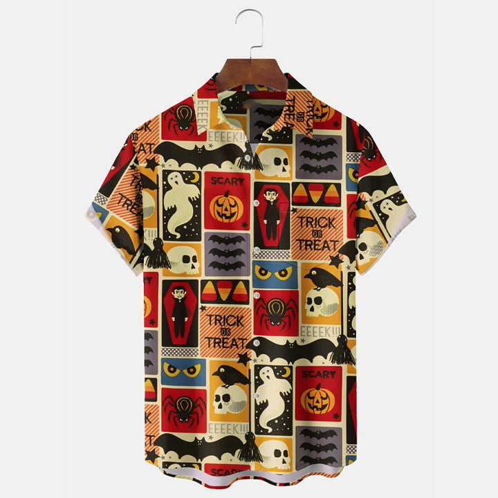 Men's Halloween Cartoon Print Stretch Shirt