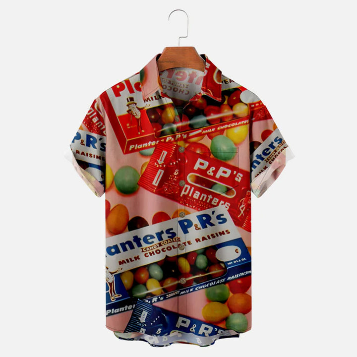 Men's Vintage Chocolate Covered Raisins Short Sleeve Shirt