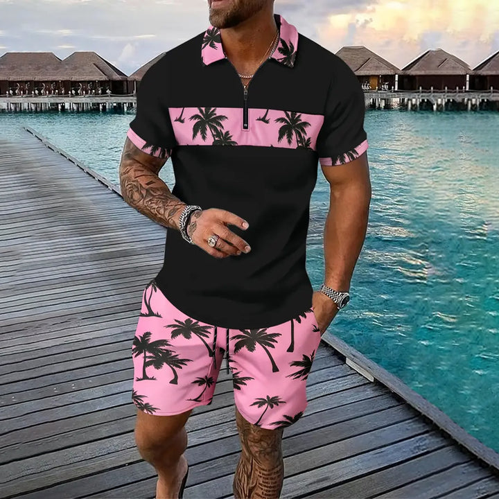 Men's Summer Holiday Style Polo Shirt and Shorts 2-piece Set