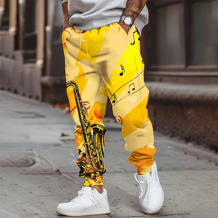 Men's Stylish Saxophone Print Sweatpants