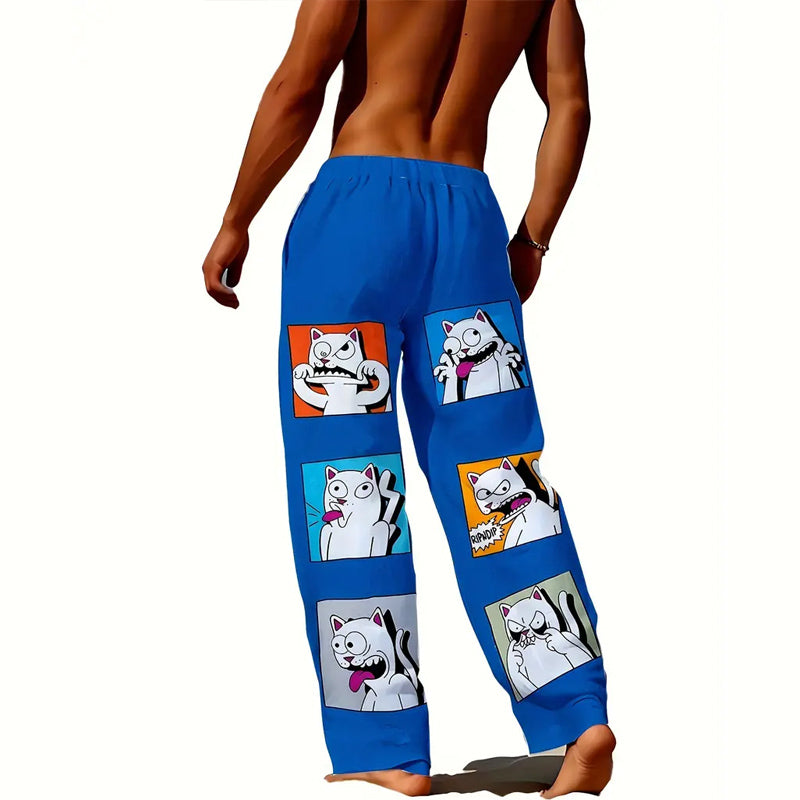 Men's Quirky Cat Print Fashion Pants