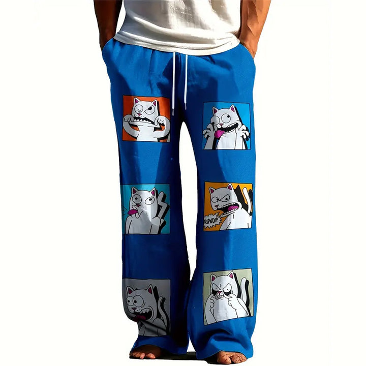 Men's Quirky Cat Print Fashion Pants