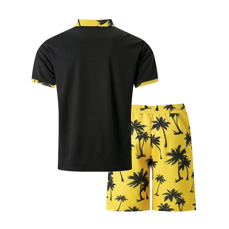 Men's Summer Holiday Style Polo Shirt and Shorts 2-piece Set