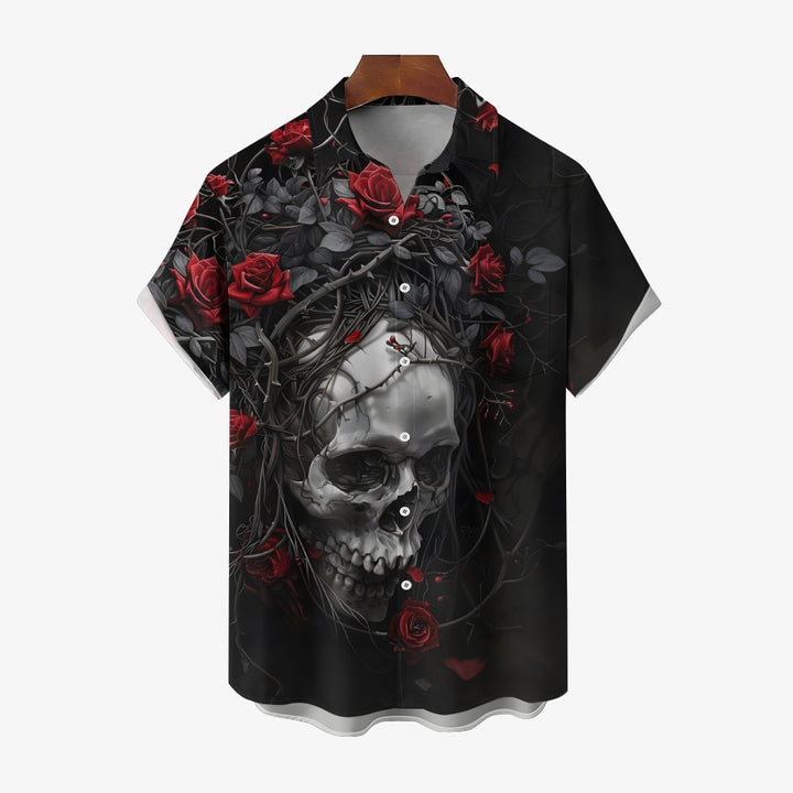 Skull and Roses Hawaiian Short Sleeve Shirt 2412008540