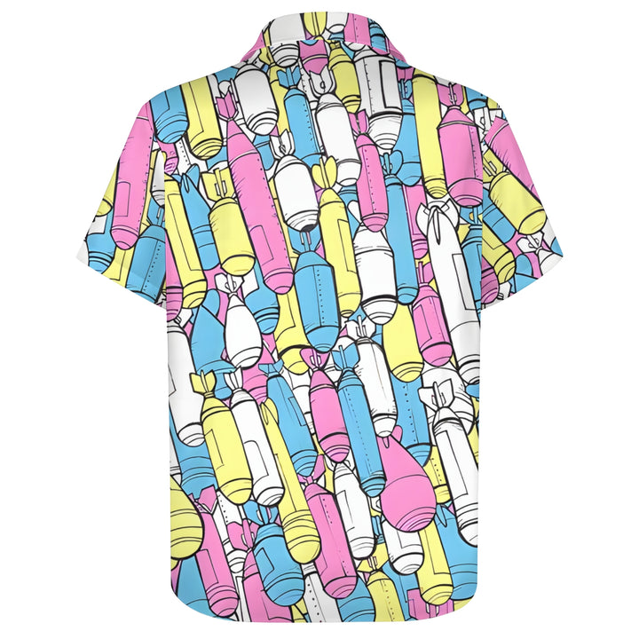 Men's Missile Print Casual Short Sleeve Shirt 2403000531