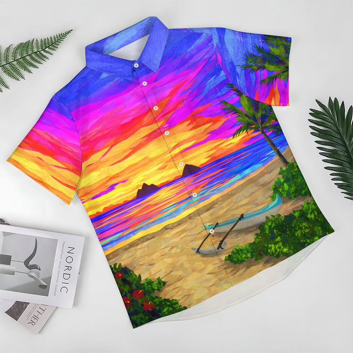 Beach Scenery Casual Short Sleeve Shirt 2409007973