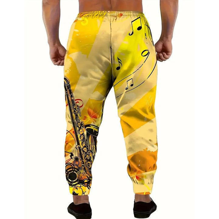 Men's Stylish Saxophone Print Sweatpants