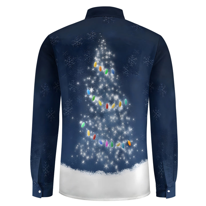 Men's Christmas Tree Printed Long Sleeve Shirt 2411002941