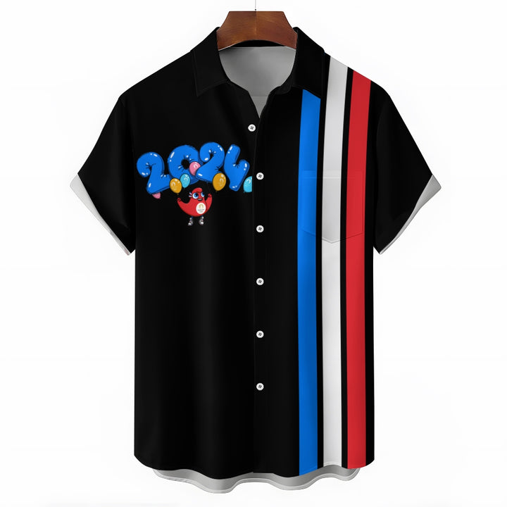 Men's Olympic Games Casual Short Sleeve Shirt 2404000466