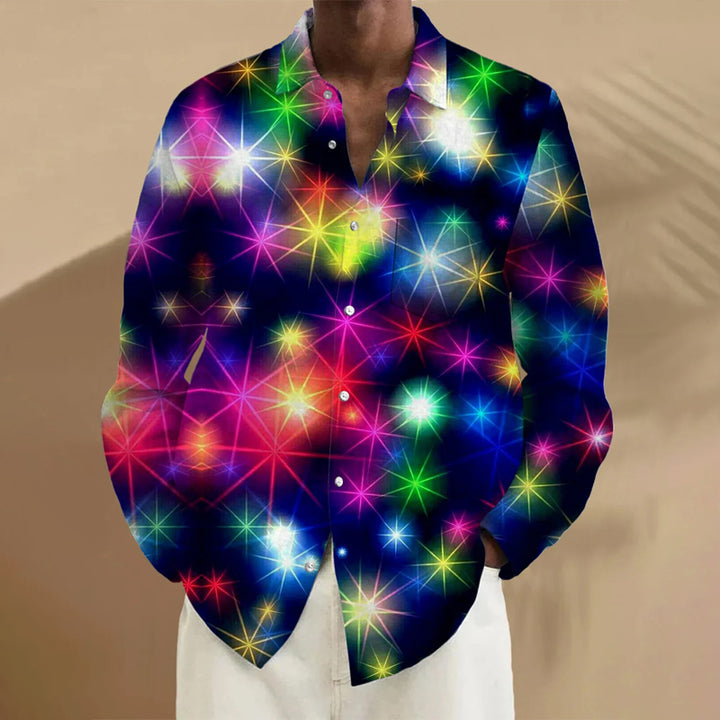 Holiday Party Christmas Flashing Lights 3D Digital Print Long Sleeve Shirt 2408002257