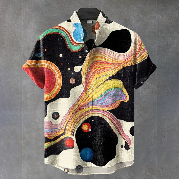 Men's Vintage Abstract Art Print Casual Shirt