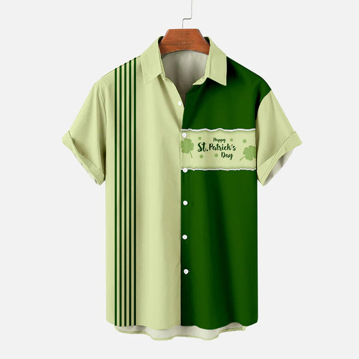 St. Patrick's Day Classic Line Bowling Casual Short Sleeve Shirt