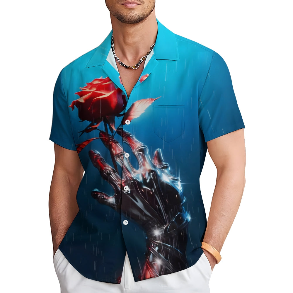 Men's Roses Casual Short Sleeve Shirt 2412008557