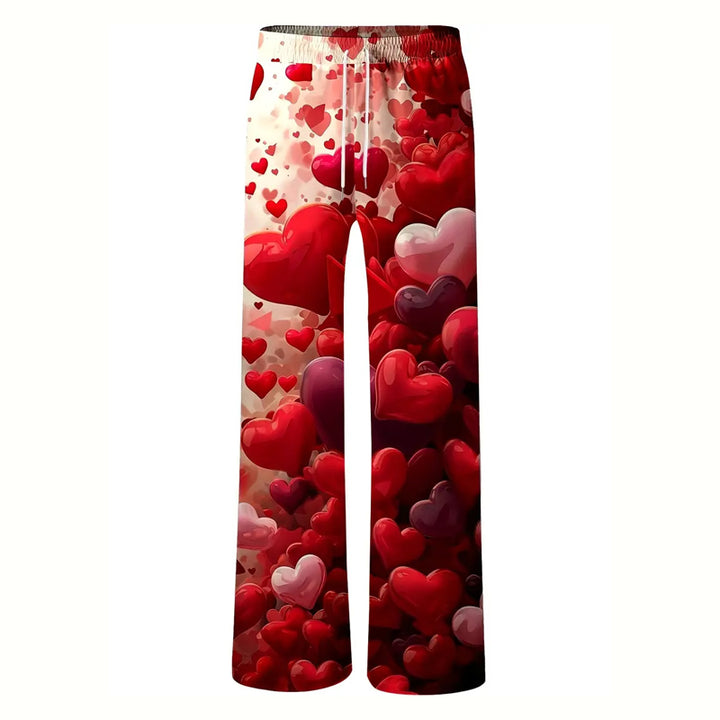 Men's Valentine's Gift Love Heart Print Lightweight Pants