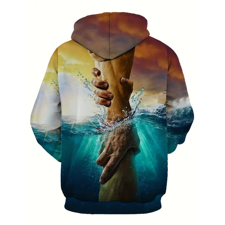 Men's Urban-Style with Hands Print Hoodie