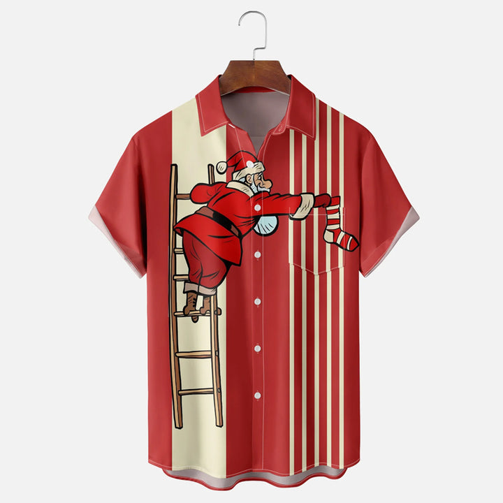 Moisture Wicking Christmas Santa Bowling Shirt