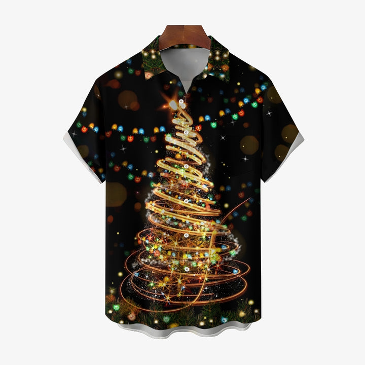 Christmas Tree Lights Casual Short Sleeve Shirt 2409006117