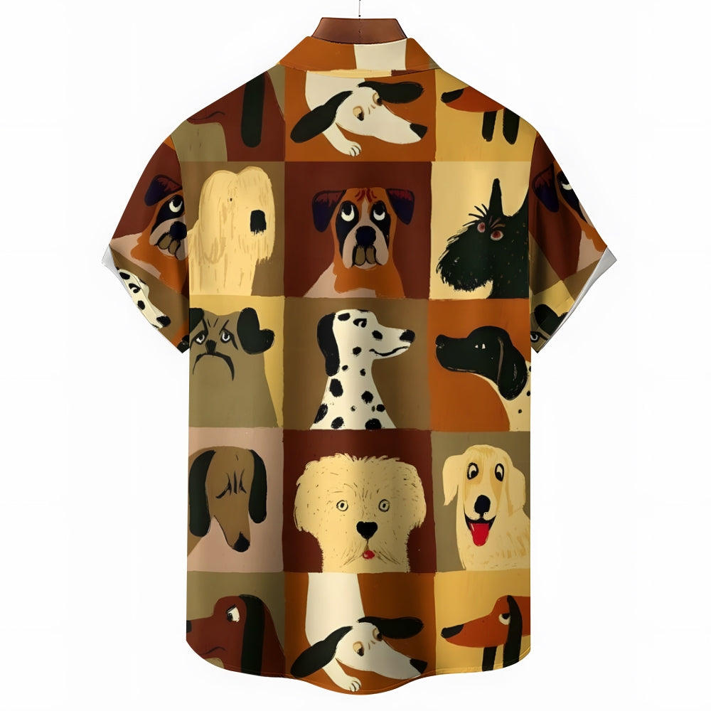 Dogs Cartoon Casual Large Size Short Sleeve Shirt 2407004402