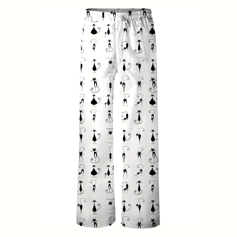 Men's 3D Black Cat Print Casual Lounge Pants