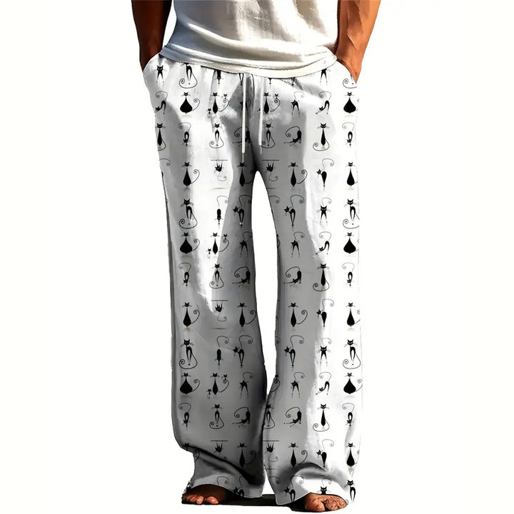 Men's 3D Black Cat Print Casual Lounge Pants