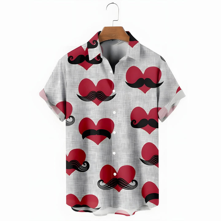 Men's Valentine's Day Heart Shaped Short Sleeve Shirt