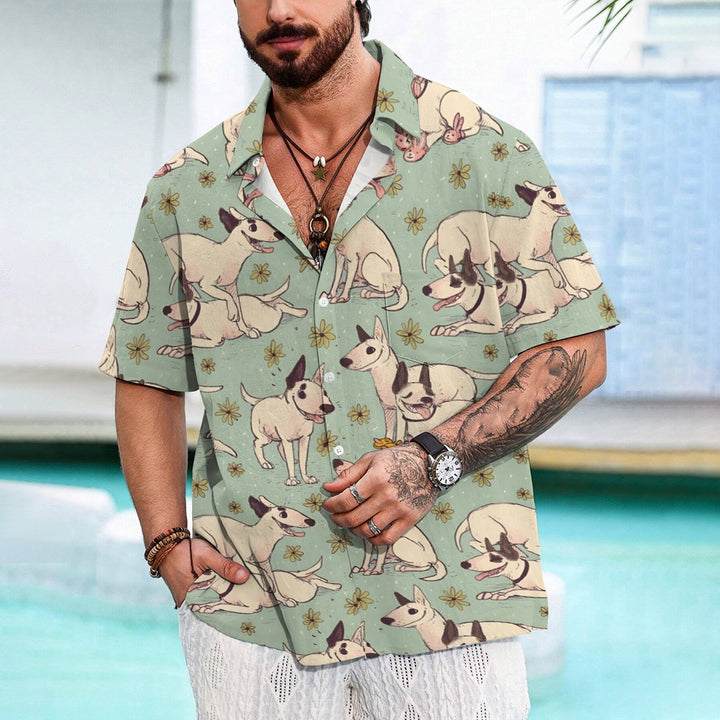 Puppy Cartoon Print Casual Large Size Short Sleeve Shirt 2407005318