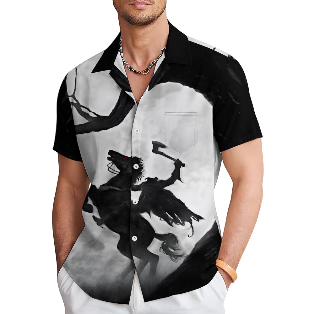 Men's Halloween Headless Horseman Short Sleeve Shirt 2408008312