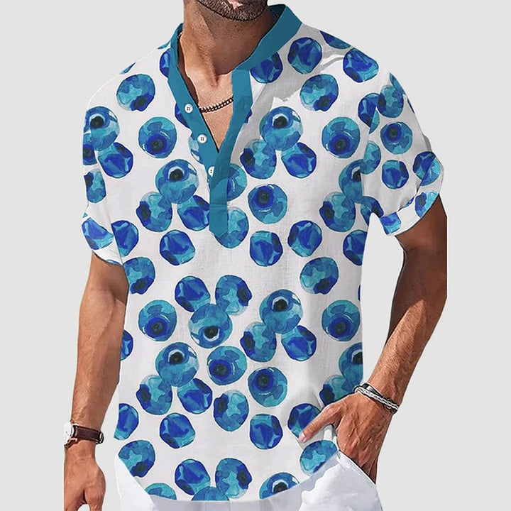 Men's Blueberry Pattern Printed Short-Sleeved Shirt