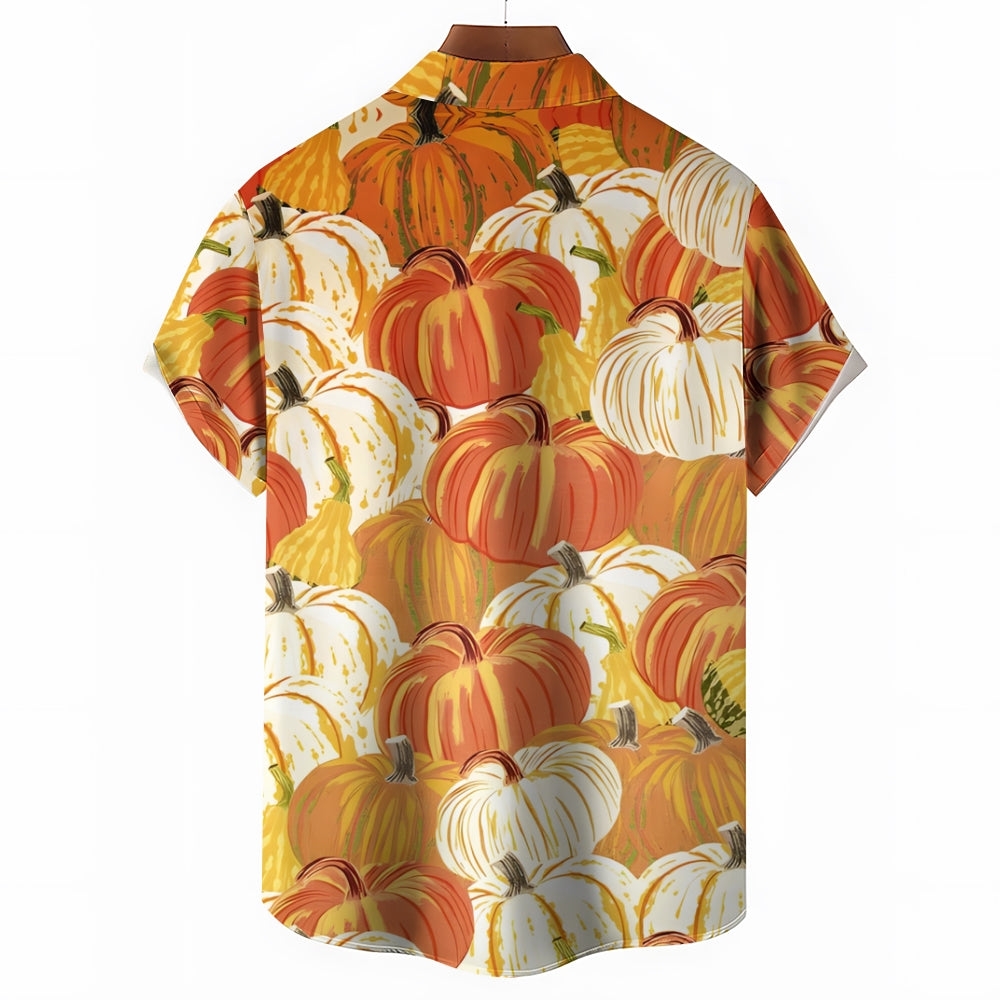 Thanksgiving Pumpkin Casual Short Sleeve Shirt 2410001539