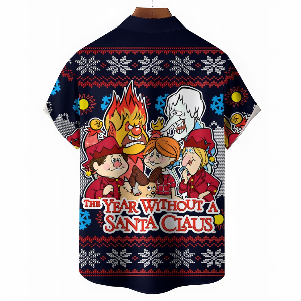 Santa Claus Cartoon Casual Short Sleeve Shirt 2409008997