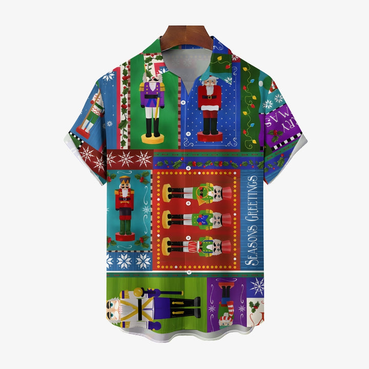 Cartoon Nutcracker Christmas Short Sleeve Shirt 2409007981