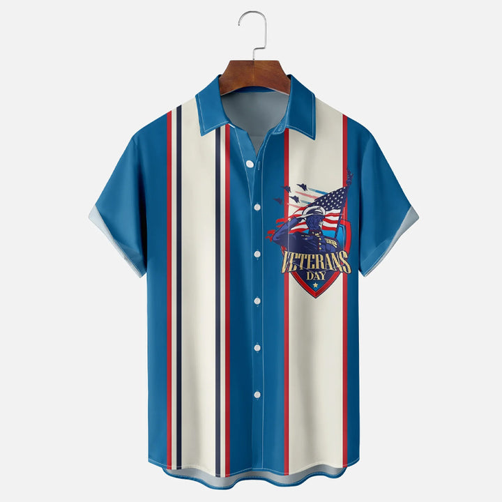 Moisture-wicking Veterans Day Salute Bowling Shirt