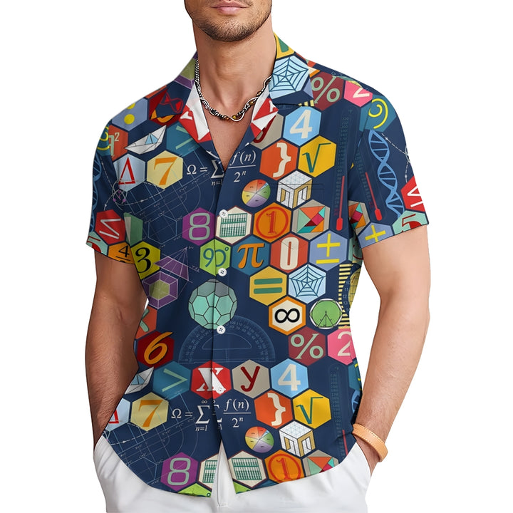 Mathematical Symbols Casual Large Size Short Sleeve Shirt 2407003663