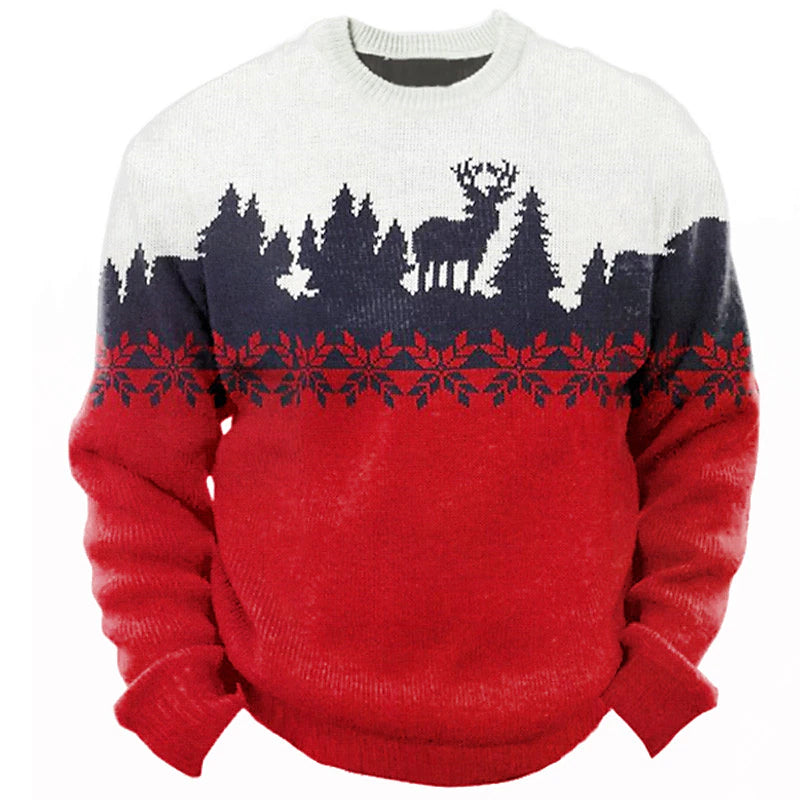 Men's Christmas Tree Casual Print Knitting Sweater