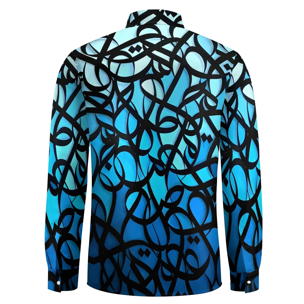 Men's Artistic Gradient Printed Long Sleeve Shirt 2411003306