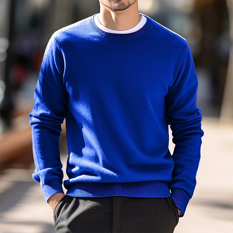 Men's Solid Color Basic Crew Neck Long Sleeve Sweater