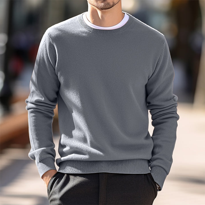 Men's Solid Color Basic Crew Neck Long Sleeve Sweater