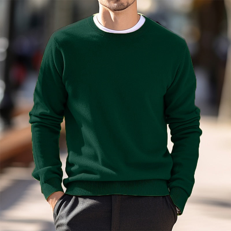 Men's Solid Color Basic Crew Neck Long Sleeve Sweater