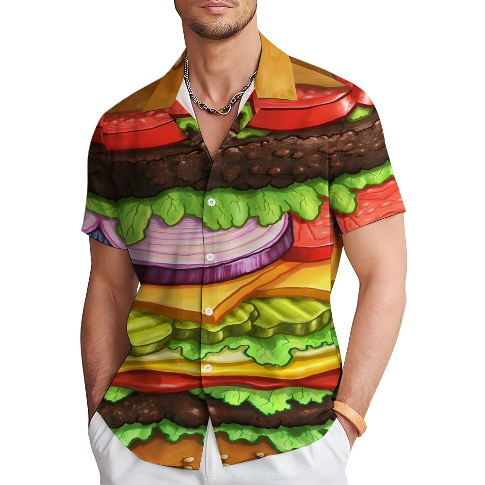 Delicious Burger Casual Short Sleeve Shirt 2410004441