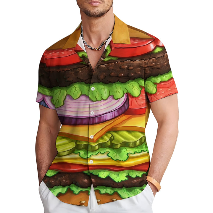 Delicious Burger Casual Short Sleeve Shirt 2410004441