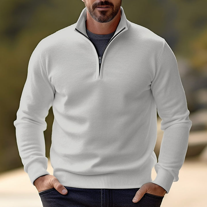 Men's Basic Stand Collar Long Sleeve Zip Polo 2410005783