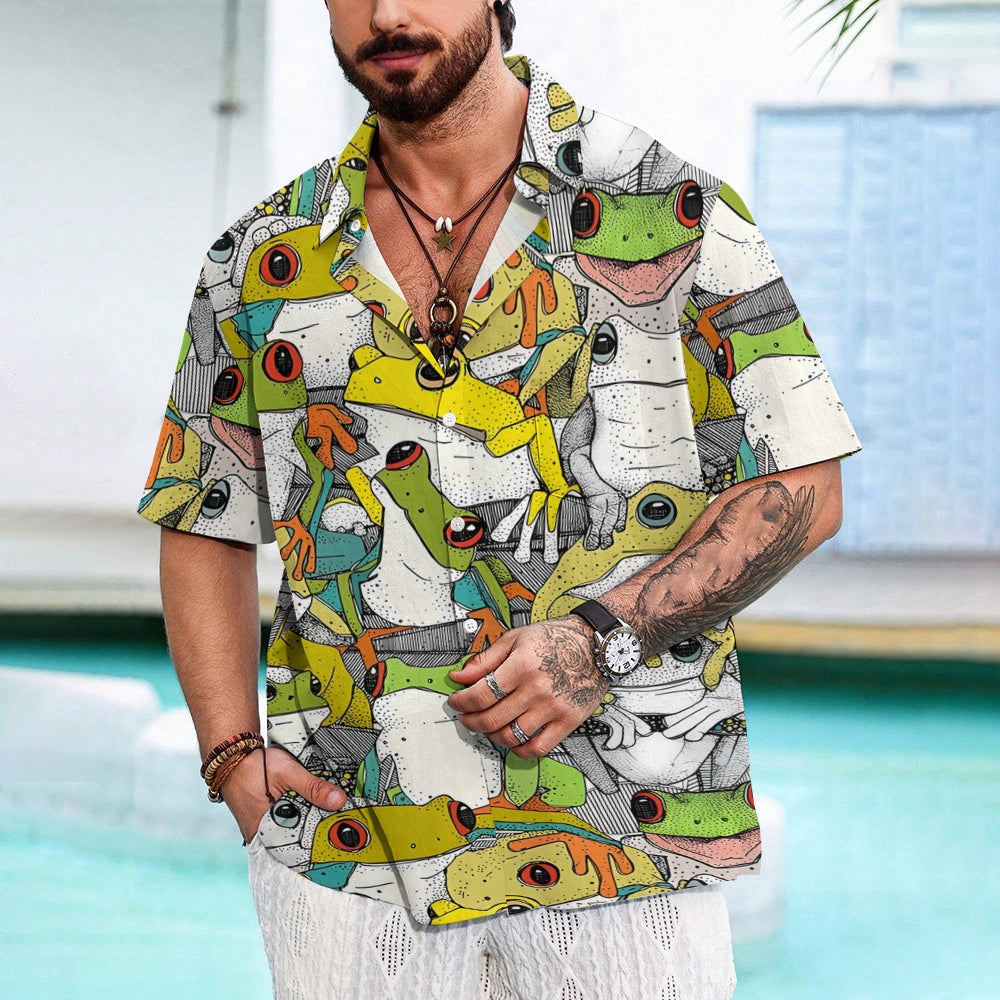 Men's Rainforest Frogs Hawaiian Short Sleeve Shirt 2410009341