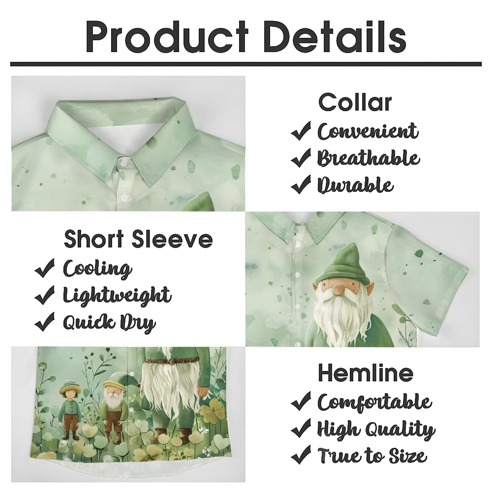 Four-Leaf Clover Print Casual Short Sleeve Shirt 2410005865