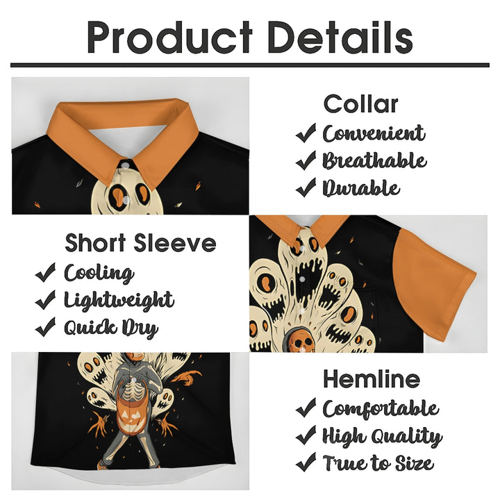 Halloween Ghost Prints Casual Short Sleeve Shirt 2408004641