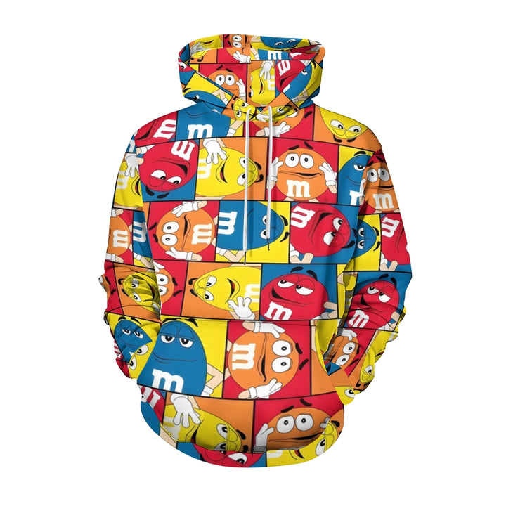 Plue Size Cartoon Chocolate Beans Printed Hoodies 2411009064