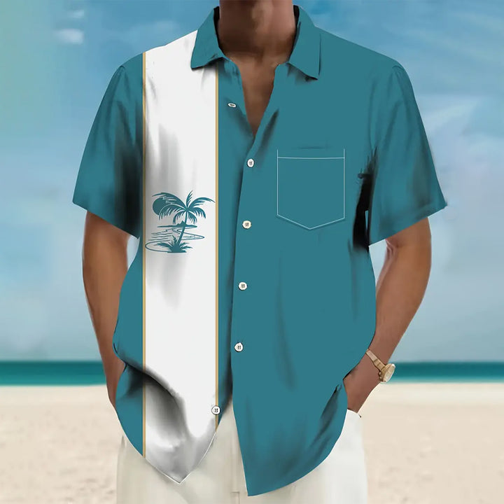 Men's Palm Tree Design Short Sleeve Shirt