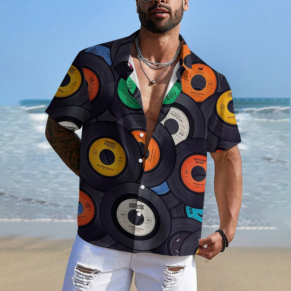 Men's Fun Printed Casual Chest Pocket Short Sleeve Shirt 2309000439