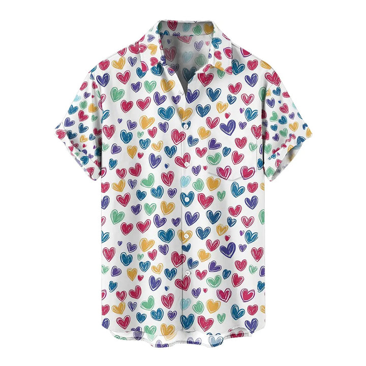 Valentine'S Day Romantic Multiple Colors Heart Graphic Print Shirt