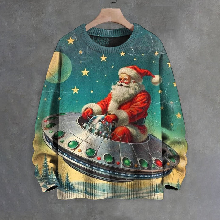 Men's Winter Christmas Santa UFO Print Sweater 2410008220