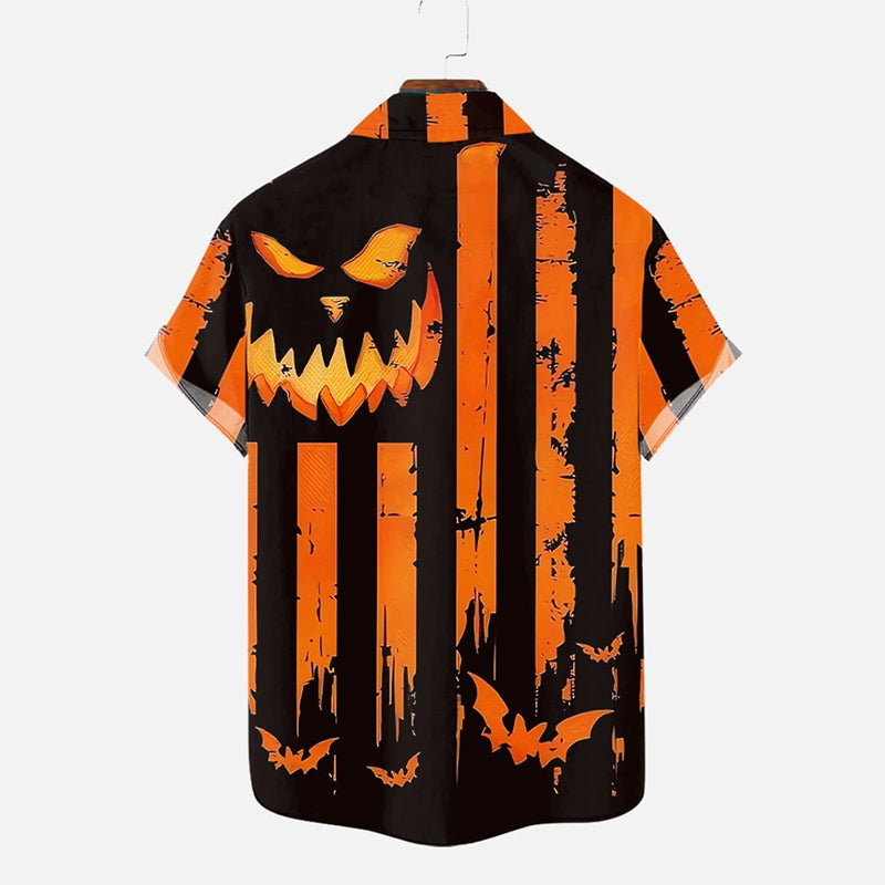 Stitching Halloween Flag Printing Short Sleeve Shirt